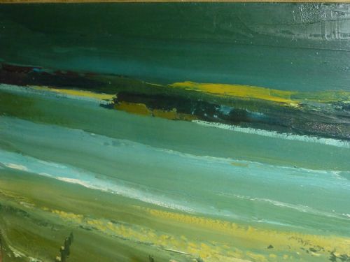 FABULOUS LARGE OIL PAINTING BY DONALD MCINTYRE OF THE GROYNES AT AMROTH BEACH PEMBROKESHIRE TENBY SOUTH CIRCA 1965 MCINTYRE - ADDITIONAL PHOTO 3
