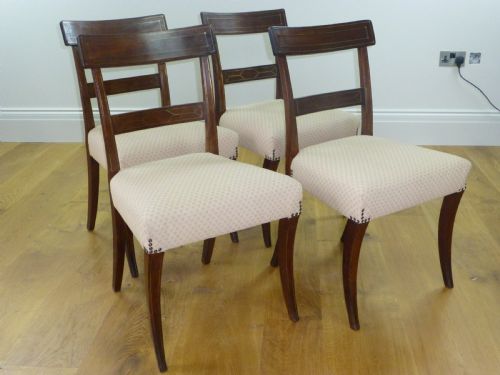 A Good Quality Set of Four Mahogany  Regency Brass Inlaid Dining Chairs. C1810