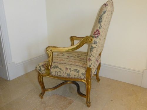 FABULOUS PAIR OF LARGE GILTWOOD GAINSBOROUGH FRENCH SALON ARMCHAIRS 19TH CENTURY GILT HEPPLEWHITE ARM CHAIRS FAUTEUILS - ADDITIONAL PHOTO 5