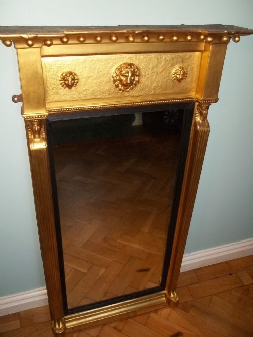 REGENCY GILT WOOD EGYPTIAN WATER GILDED PIER CONSOLE WALL CHEVAL MIRROR - ADDITIONAL PHOTO 1