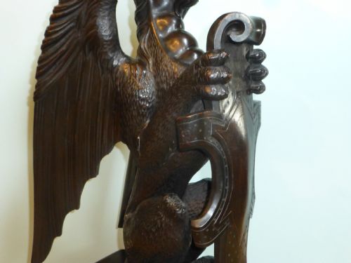 RARE ANTIQUE CARVED BLACK FOREST TYPE WINGED GRIFFIN TORCHERE JARDINIERE STAND - ADDITIONAL PHOTO 4