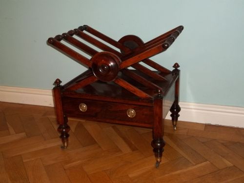 REGENCY GEORGIAN ROSEWOOD CANTERBURY MAGAZINE RACK AFTER A DESIGN BY LOUDON