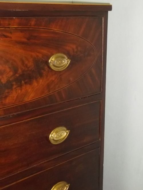 A DELIGHTFUL SMALL ANTIQUE SHERATON PERIOD REGENCY MAHOGANY INLAID OAK LINED SECRETAIRE CHEST OF DRAWERS - ADDITIONAL PHOTO 3