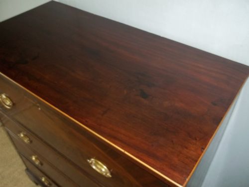 A DELIGHTFUL SMALL ANTIQUE SHERATON PERIOD REGENCY MAHOGANY INLAID OAK LINED SECRETAIRE CHEST OF DRAWERS - ADDITIONAL PHOTO 7