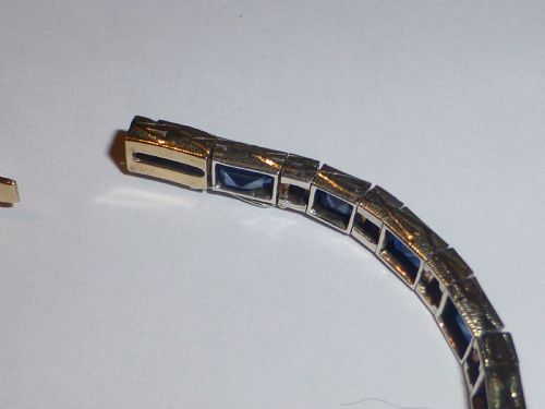 STUNNING QUALITY CERTIFIED ART DECO TENNIS LINE 18 CT SAPPHIRE AND DIAMOND BRACELET - ADDITIONAL PHOTO 2