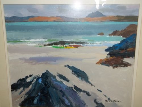 Original Donald Mcintyre Oil Painting of a Calm Sea on the Shoreline 1923-2009. C1965