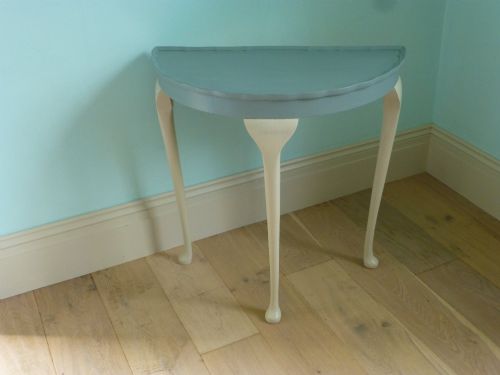 PAINTED DEMI LUNE CONSOLE HALL TABLE