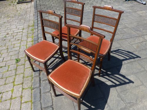 SET OF FOUR INLAID EDWARDIAN DINING CHAIRS