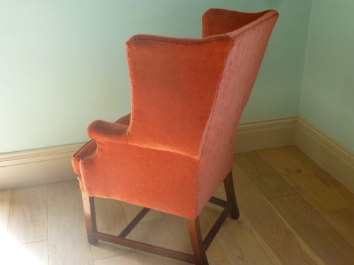 19TH CENTURY WING BACK ARMCHAIR UPHOLSTERED CHAIR - ADDITIONAL PHOTO 2