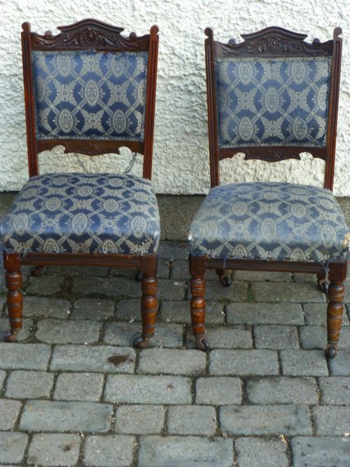 19th Century Pair of Walnut Nursing Chairs for Re Upholstery