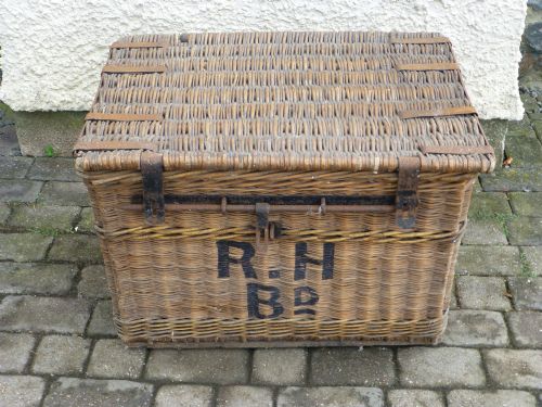19th Century Large Industrial Cane Travelling Trunk Log Basket Storage Coffee Table Wicker