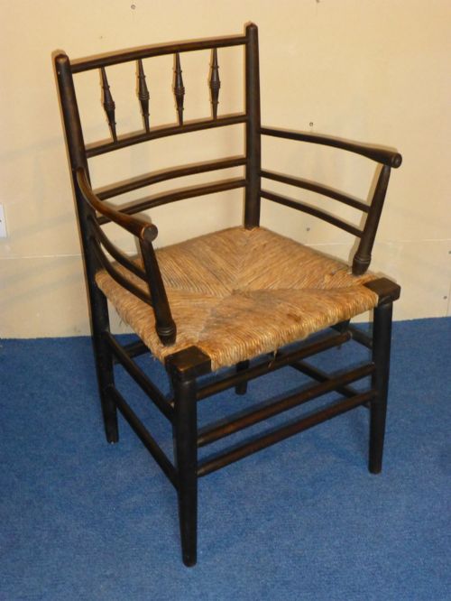 Morris & Co Ebonised Sussex Armchair by Philip Webb