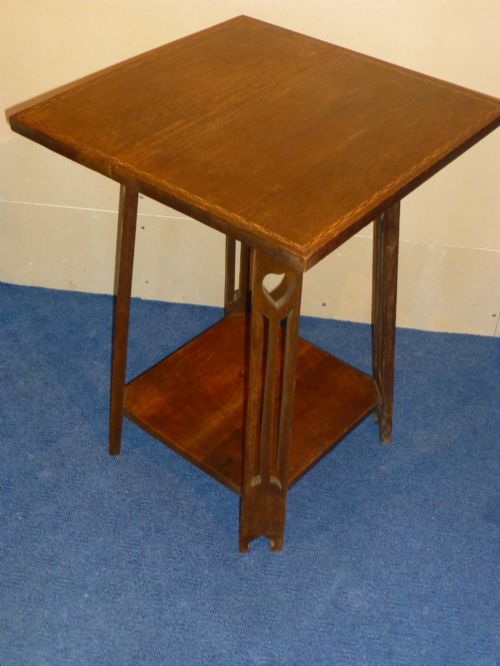 Liberty & Co. Arts & Crafts Attributed to William Birch Oak Occasional Table with Chequered Inlay C.1890