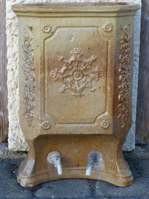 French 19th Century Salt Glazed Stoneware Water Filtration Fountain Planter