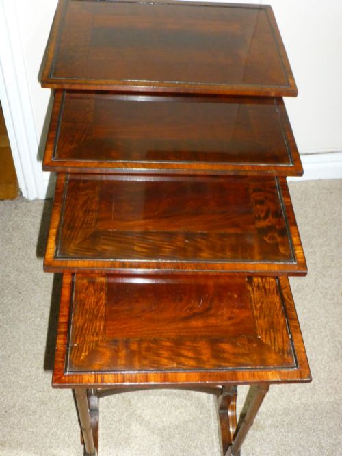 Edwards and Roberts Inlaid Set of Four Tables Quartetto. C1895.