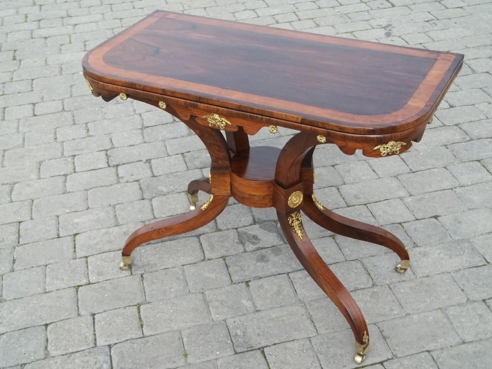 Antique regency rosewood umbrella card table