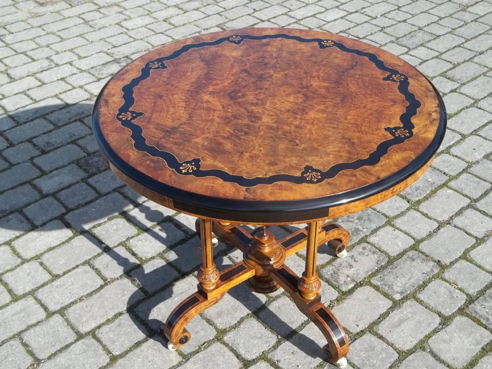 Antique burr walnut inlaid centre table