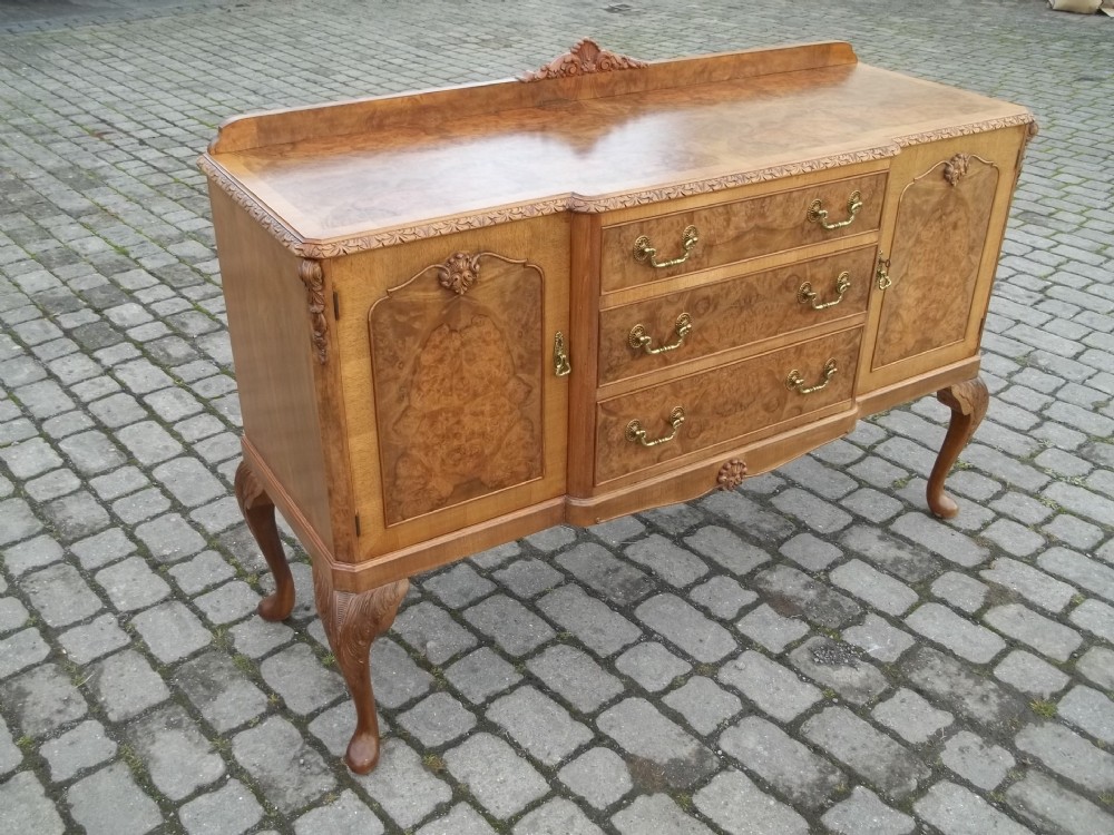 Antique Queen Anne style burr walnut sideboard