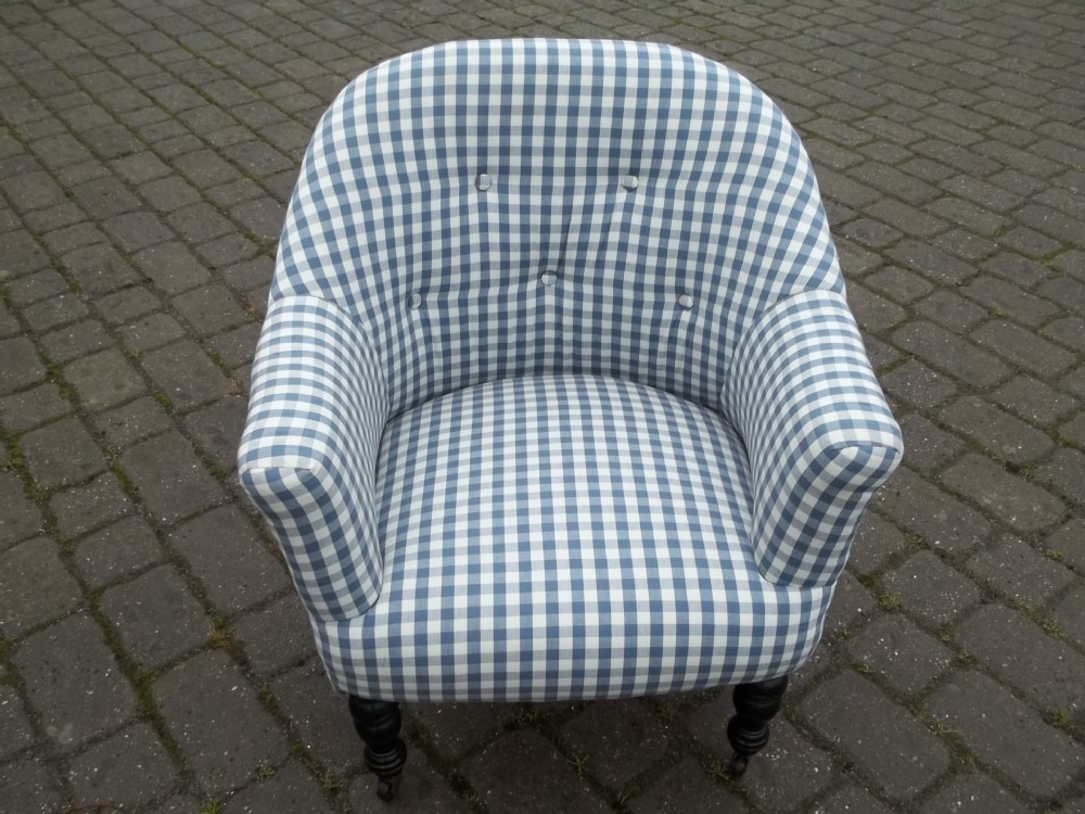 Antique upholstered tub easy fireside French design armchair