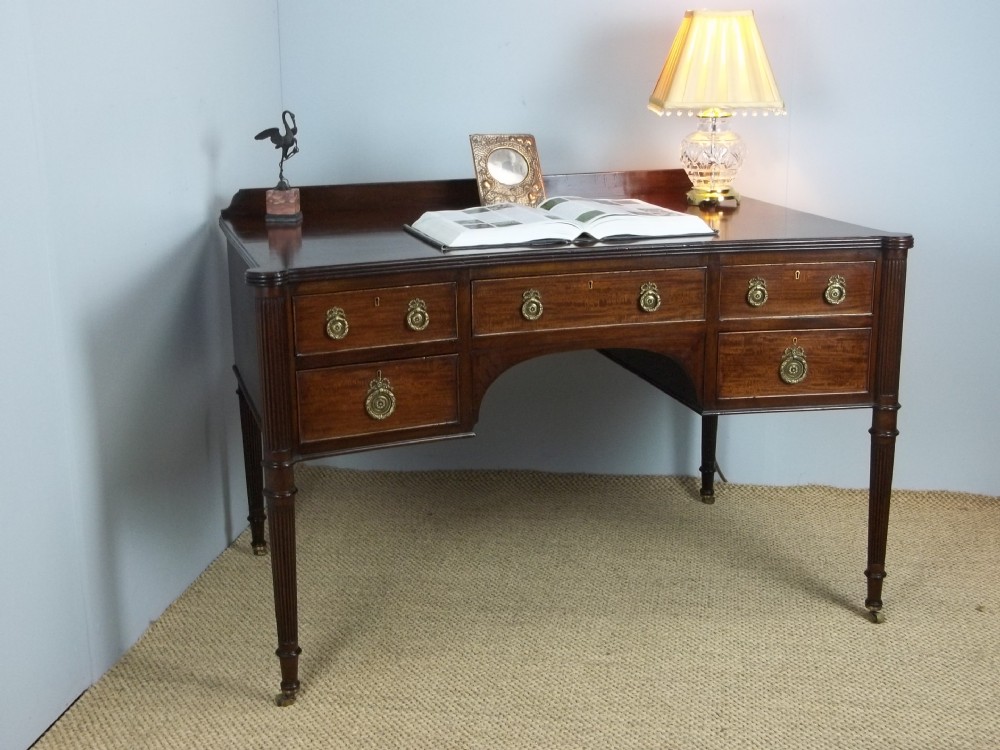 Antique stamped Hobbs & Co regency design mahogany  writing desk or ladies dressing table bureau plat . C.1900.