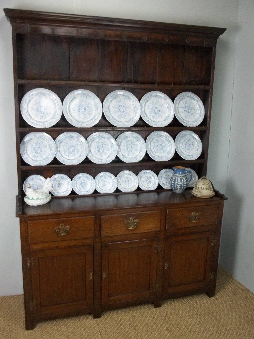 Antique small 18th century Georgian Welsh oak dresser. C1760.