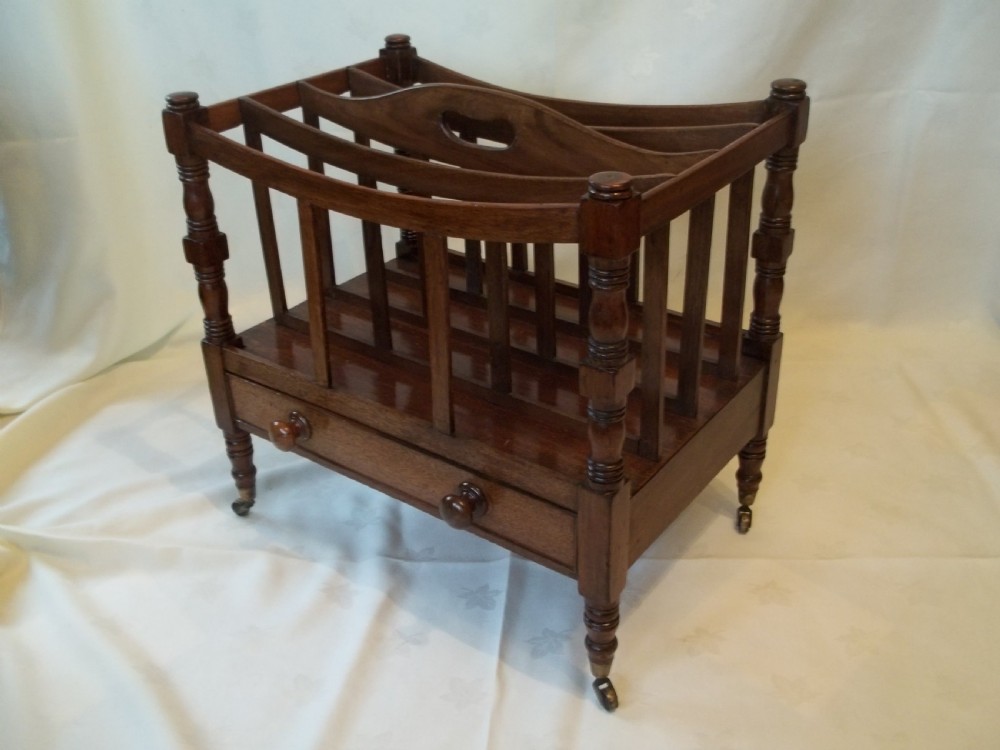 Antique Regency Georgian 19th century mahogany Canterbury magazine rack. C.1820.