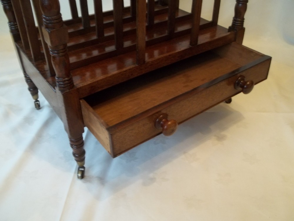 Antique Regency Georgian 19th century mahogany Canterbury magazine rack. C.1820. View VI