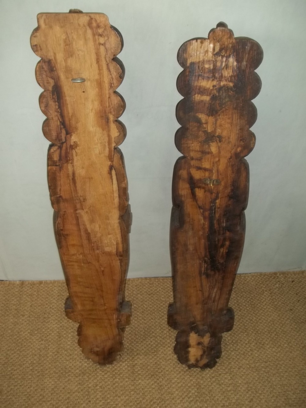 Antique large pair of 19th century carved oak caryatids. C.1890 View VI