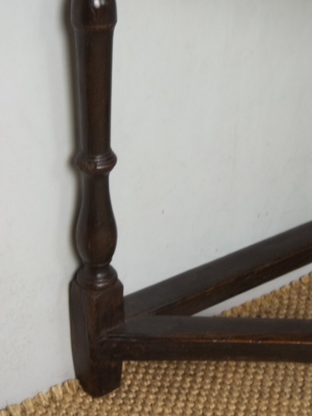 Antique oak 18th century credence demi lune hall side occasional lamp half moon table. View IV