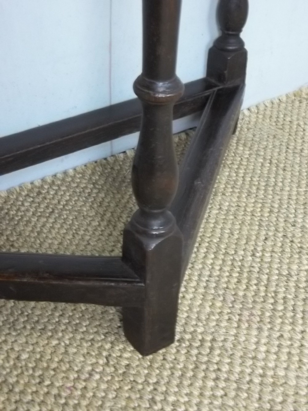 Antique oak 18th century credence demi lune hall side occasional lamp half moon table. View V
