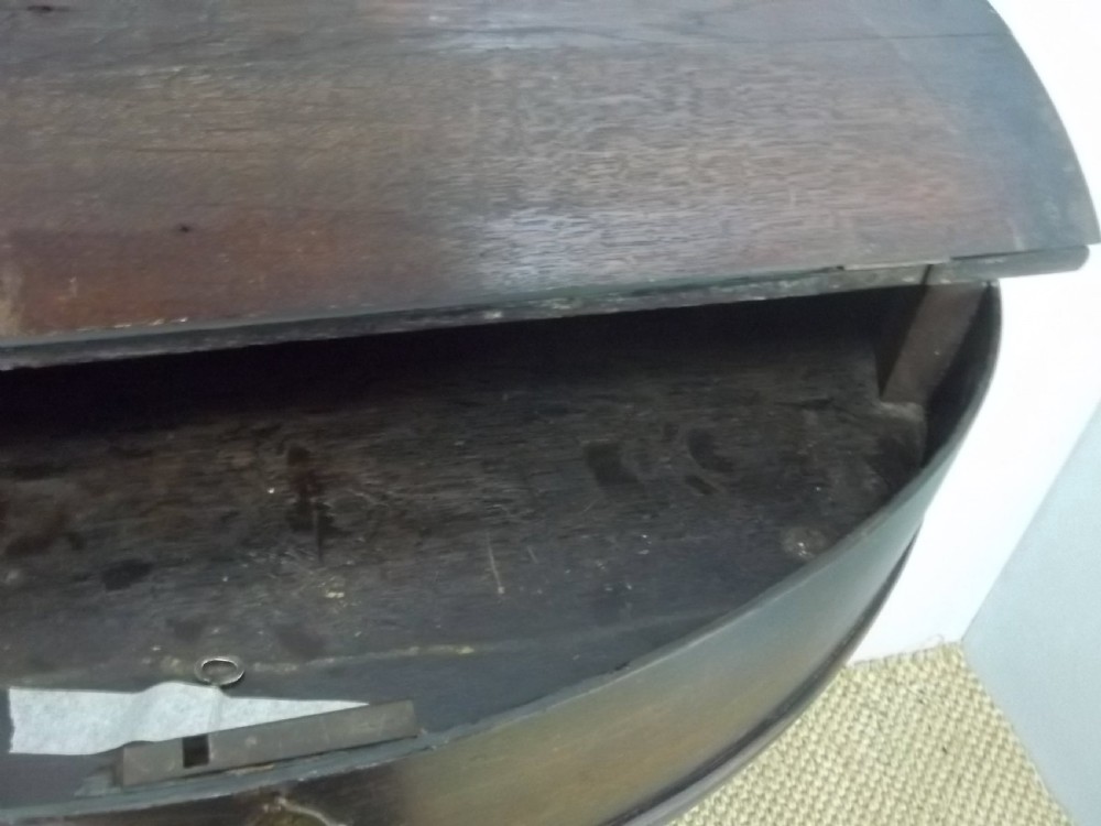 Antique oak 18th century credence demi lune hall side occasional lamp half moon table. View VII