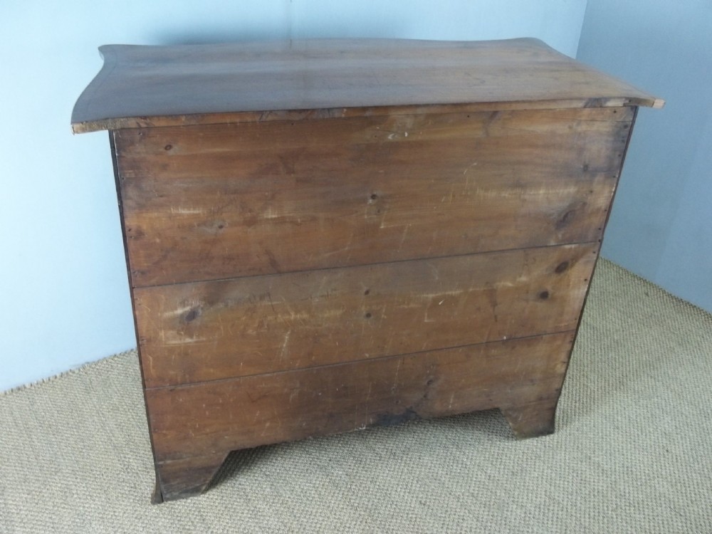 Antique 18th century George III Georgian mahogany inlaid serpentine shaped Hepplewhite  chest of drawers commode. C.1790  View VIII