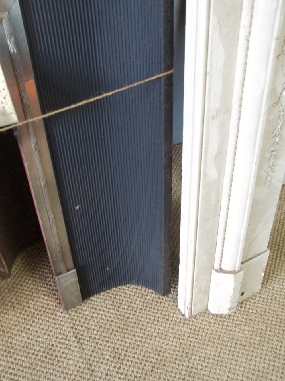 A rare pair of antique 19th century Regency Georgian Adam  style painted pine fire surround places and inserts View IV