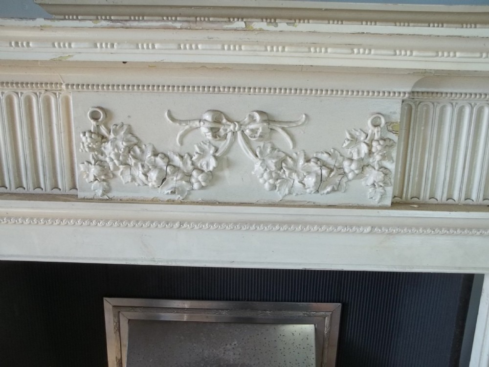 A rare pair of antique 19th century Regency Georgian Adam  style painted pine fire surround places and inserts View VI