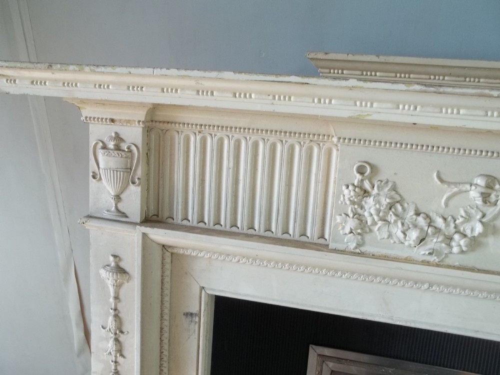 A rare pair of antique 19th century Regency Georgian Adam  style painted pine fire surround places and inserts View VIII