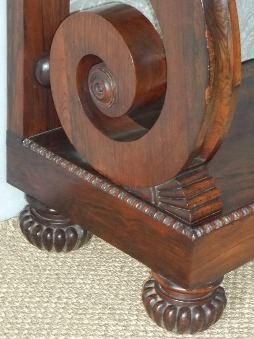 Antique Gillows Regency Georgian 19th century rosewood waterfall bookcase. C.1815 View II