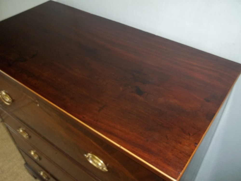 A delightful small antique Sheraton period Regency mahogany inlaid oak lined secretaire chest of drawers writing table desk bureau. View IX