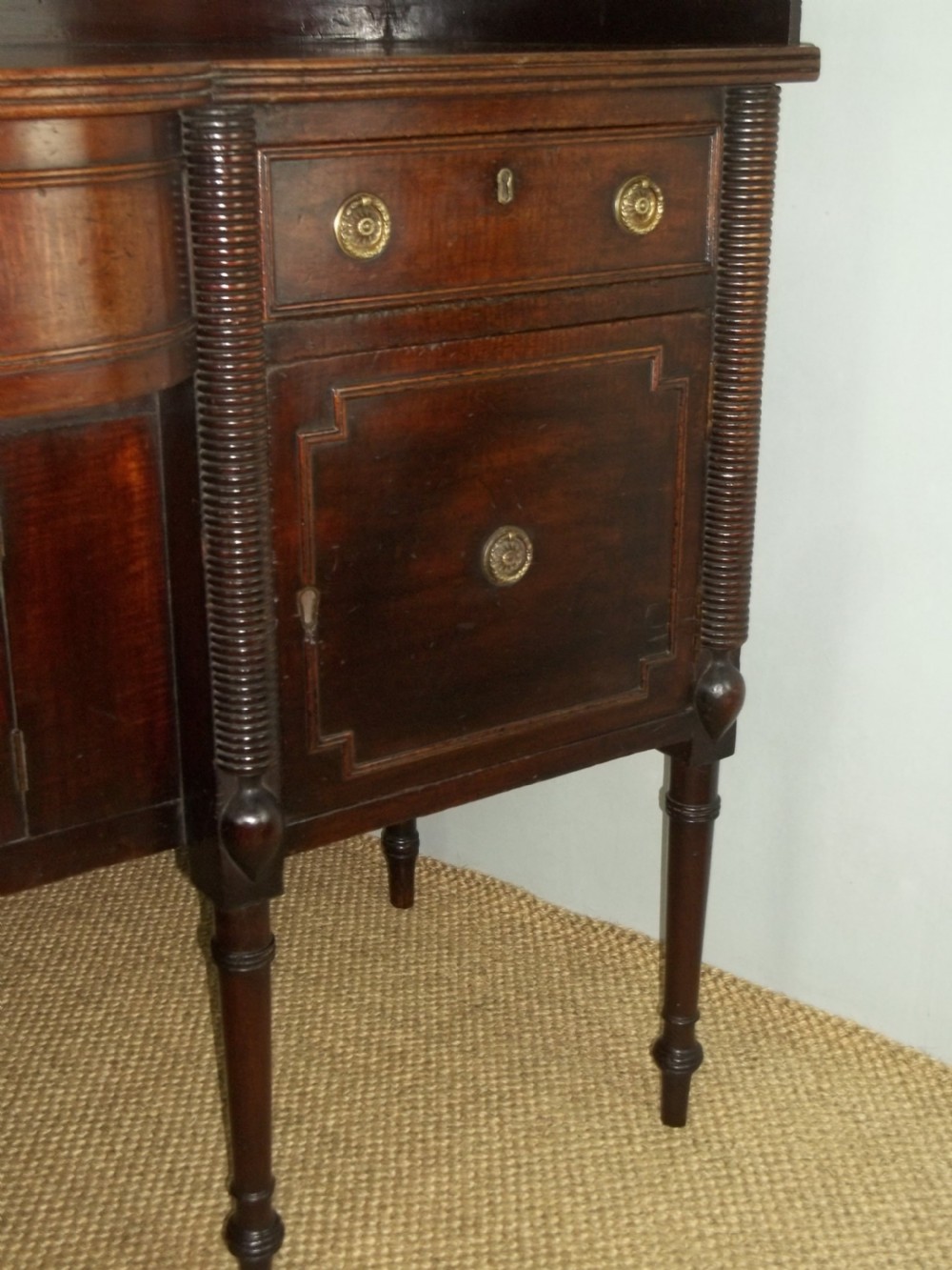 Antique Irish Regency breakfront mahogany serving  sideboard table View III