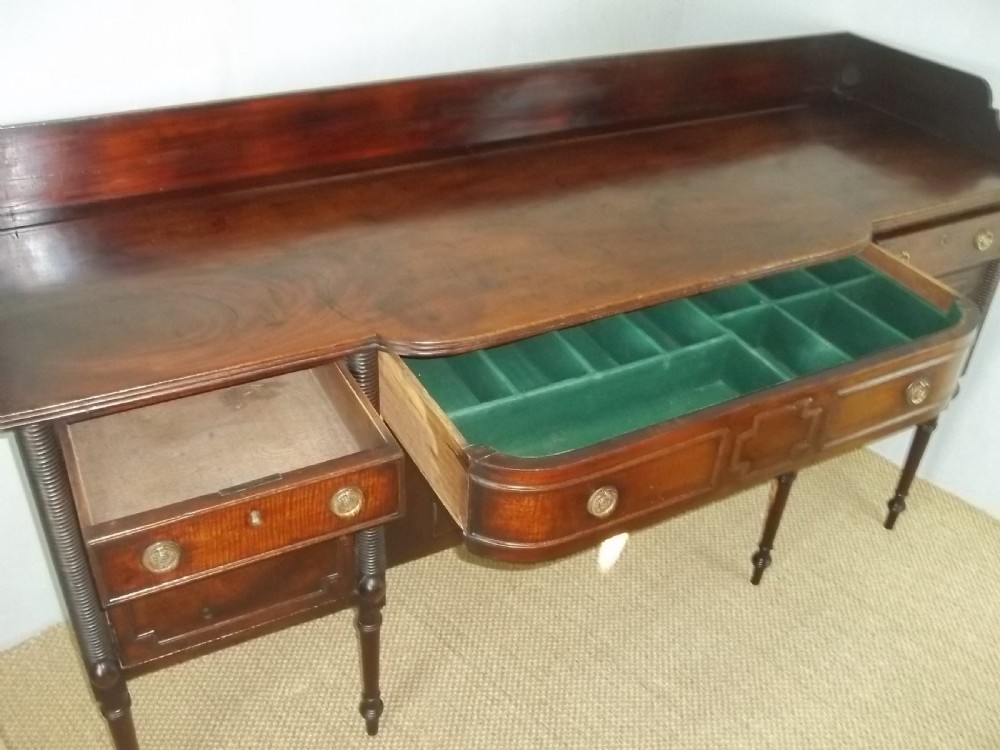 Antique Irish Regency breakfront mahogany serving  sideboard table View V