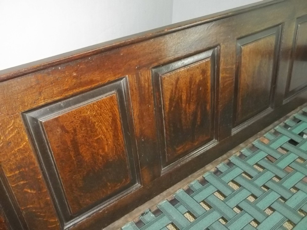 Early 18th century Welsh oak settle hall bench. View IV