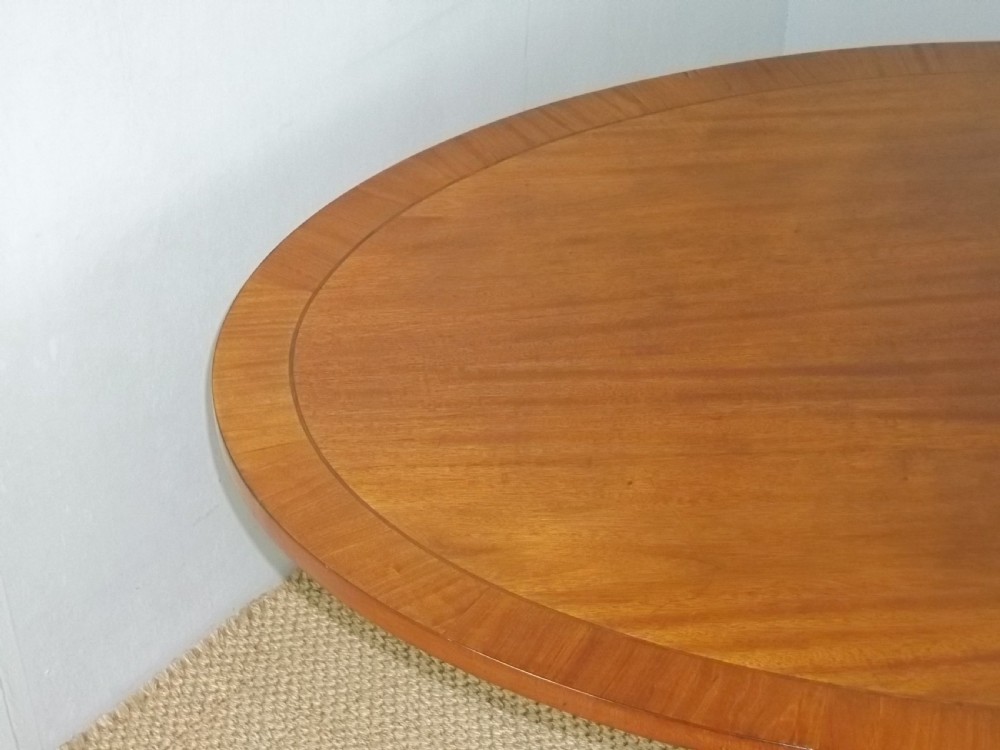 Antique Regency Georgian mahogany inlaid cross banded oval coffee table View III