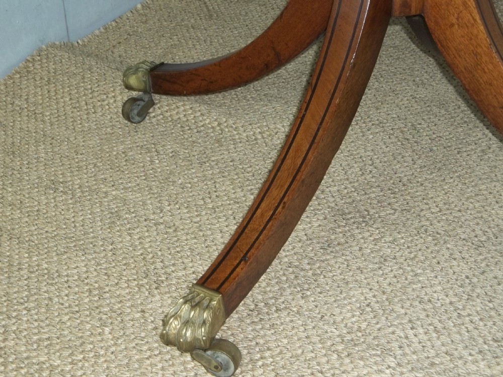 Antique Regency Georgian mahogany inlaid cross banded oval coffee table View IV