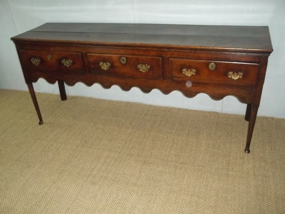 Antique 18th century George III Georgian oak three drawer cabriole leg oak dresser base 