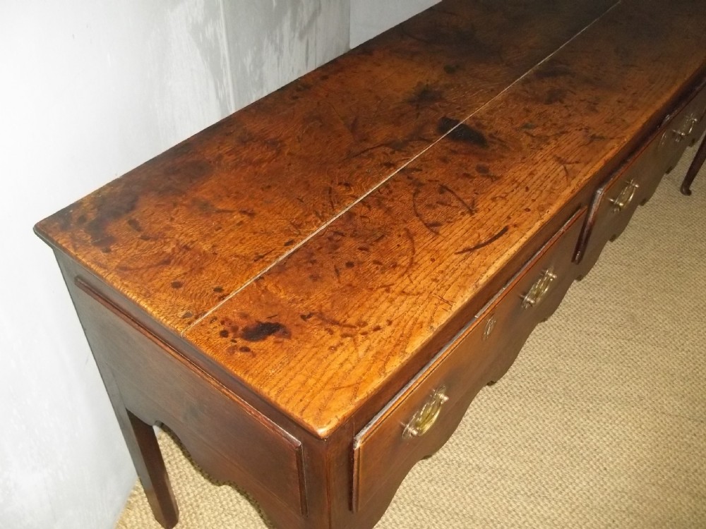 Antique 18th century George III Georgian oak three drawer cabriole leg oak dresser base  View III
