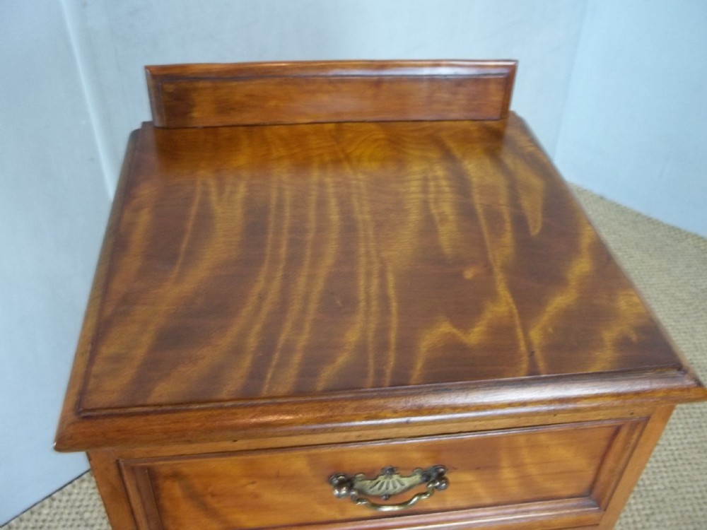 A pair of antique 19th century small satin birch wood satinwood bedside cabinet chest of drawers View VII