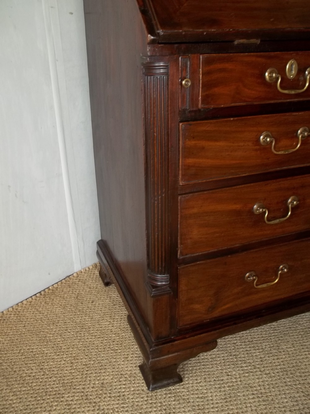 Antique Georgian 18th century mahogany writing bureau table desk C.1755 View V