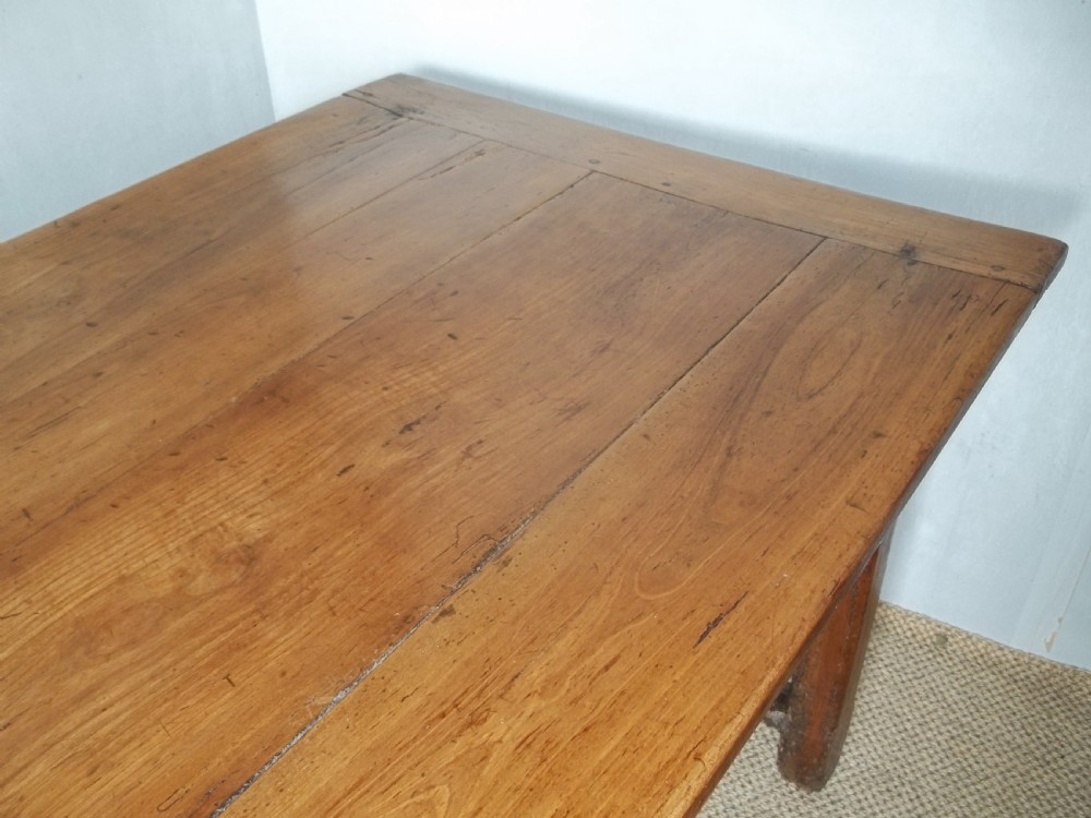 Antique 18th century cherry farmhouse refectory kitchen dining hall centre serving table View III