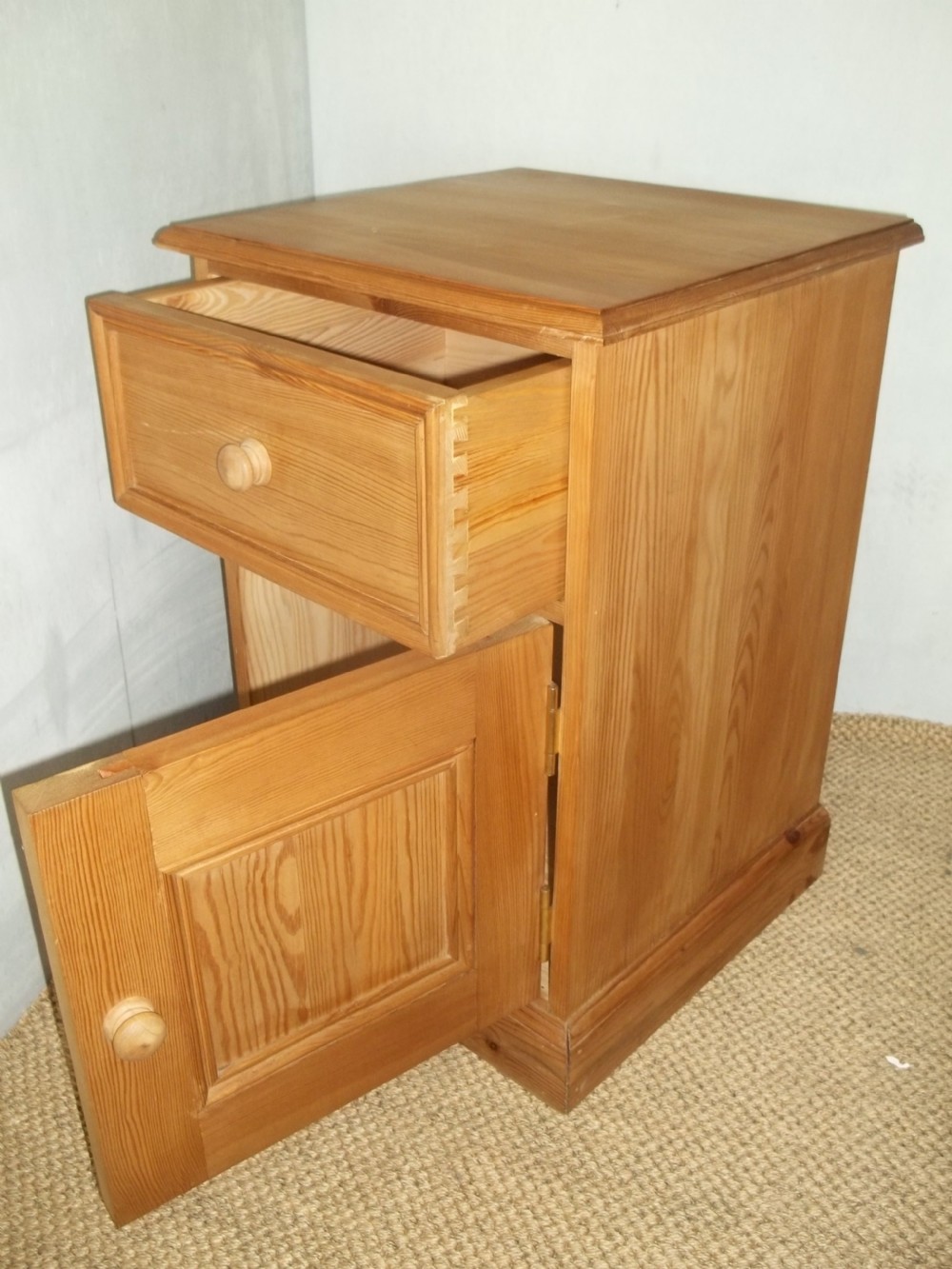 Antique pine bedside cabinet View III