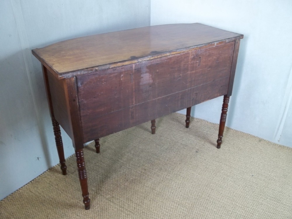 Superb quality Georgian small Regency mahogany bowfront inlaid sideboard serving table of bow break front in the manner of George Oakley. C1810. View VII
