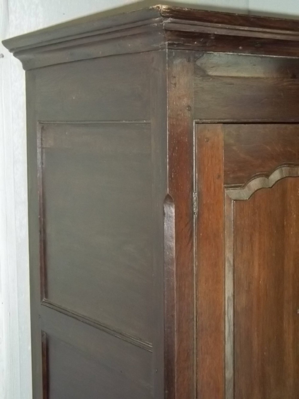 18th Century Georgian Welsh oak livery linen clothes hanging press housekeepers cupboard. C 1780. View VI